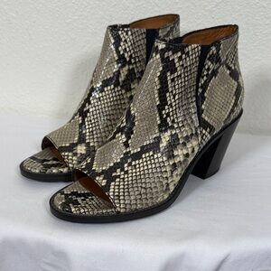 Aquatalia Snakeskin Peep-Toe Ankle Boots